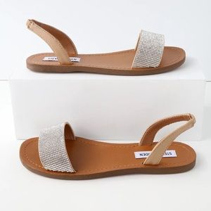 Steve Madden Tan Rhinestone Flat Sandals